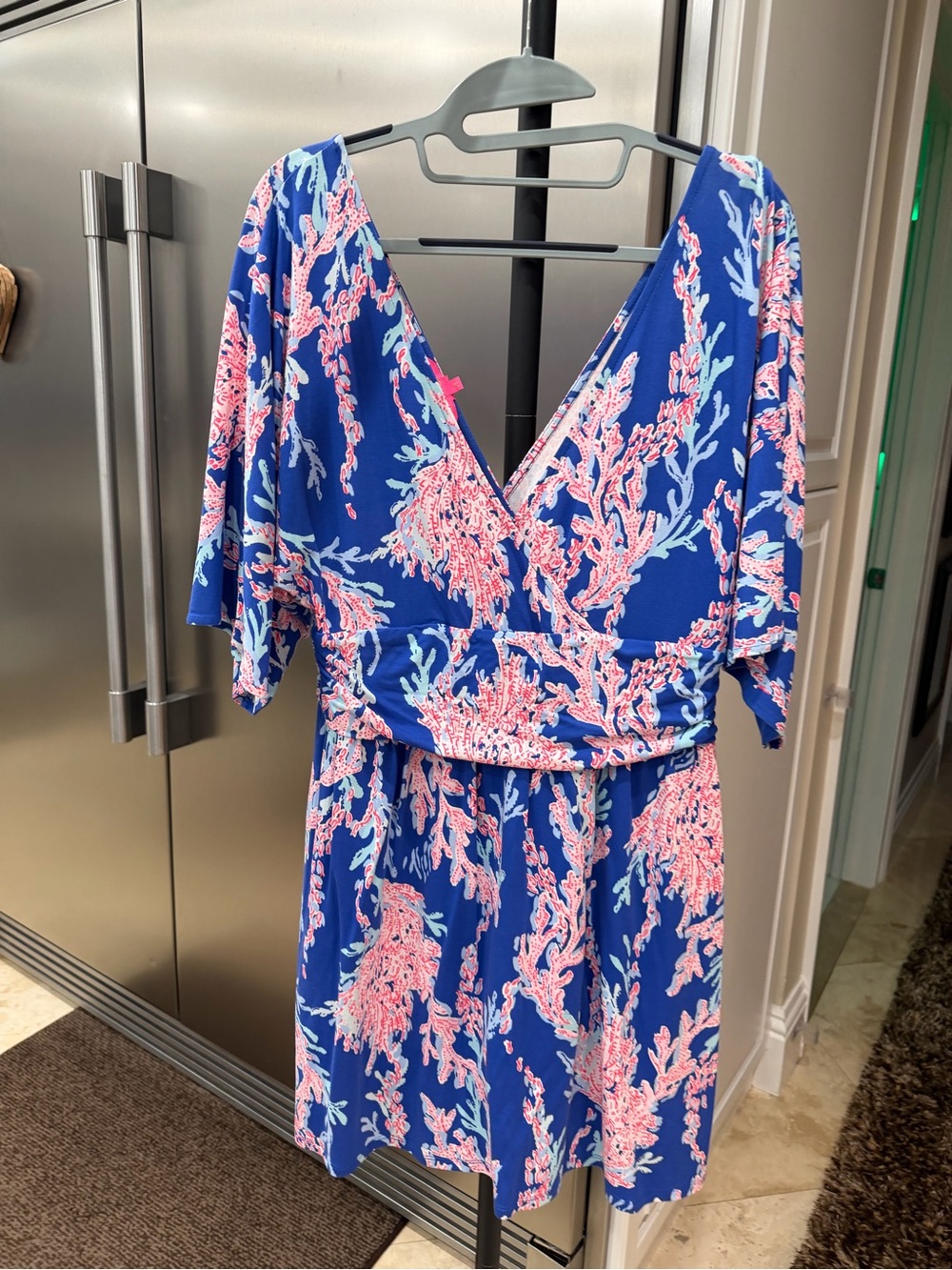 Lilly Pulitzer Blue Dress with Pink Coral Print